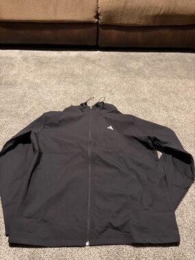 adidas Men's Black Full-Zip Windbreaker Jacket